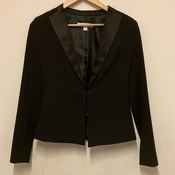 New York & Company stretch tuxedo blazer jacket black 0 - Picture 3 of 5